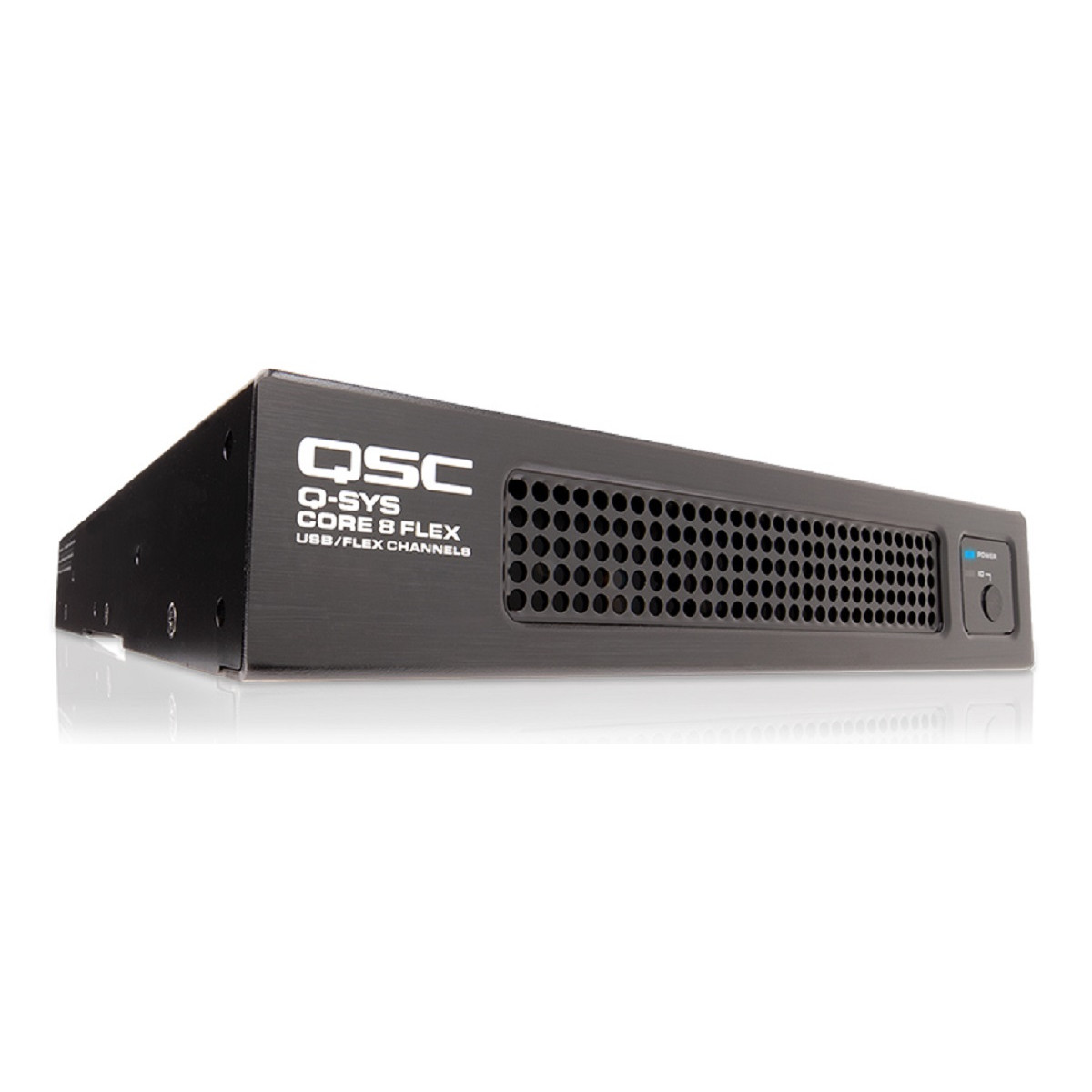 Procesador Q-SYS Core de QSC con E/S analógicas y en red (64x64 Ch. 8 I/O Flex. 8x8 USB. 2x Voip. 8x8 GPIO. 1/2u 19")